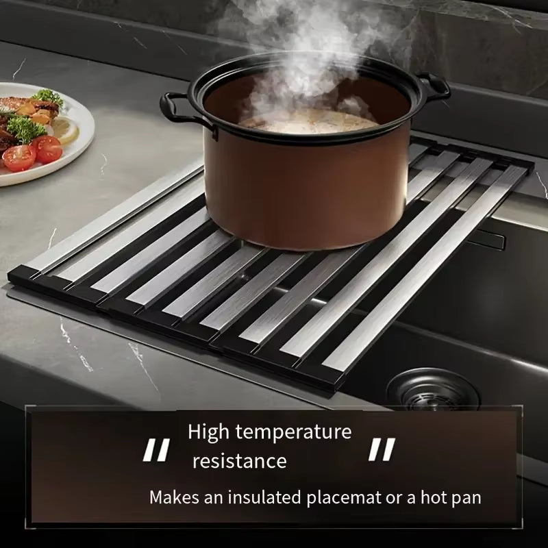 304 Stainless Steel Kitchen Sink Drain Rack Sink Dish Rack Dish Rack Foldable Telescopic Drain Basket