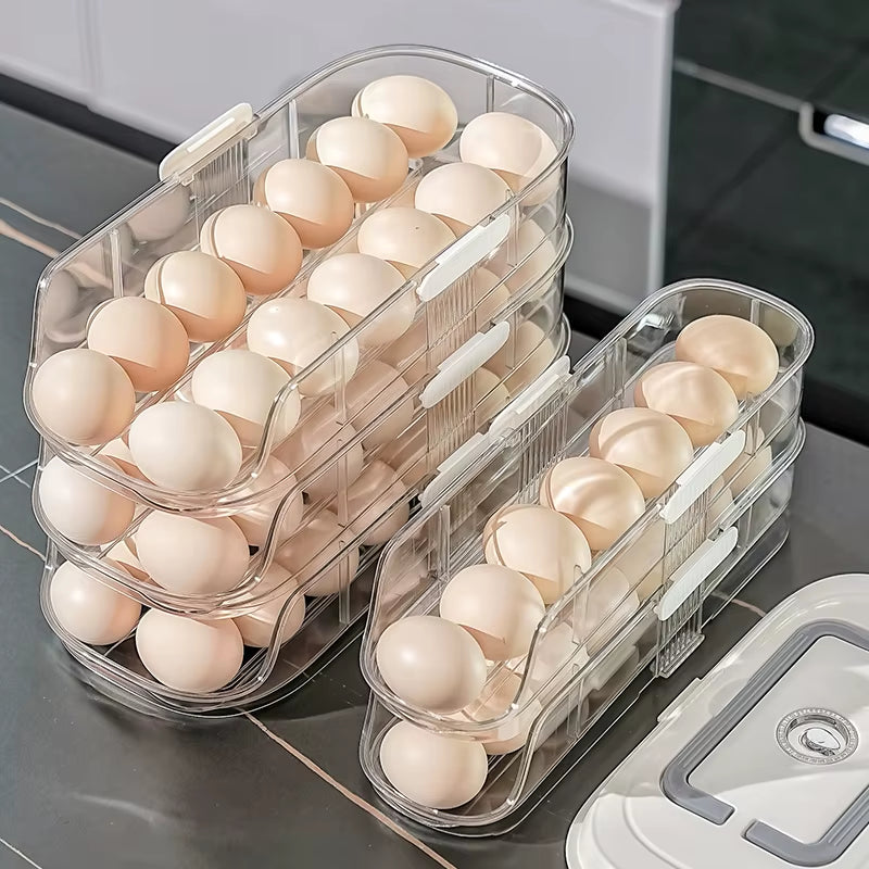 Multi Layer Combination Automatic Rolling Egg Box, Refrigerator Storage Box Dedicated Side Door Egg Tray, Refrigerator Egg Rack