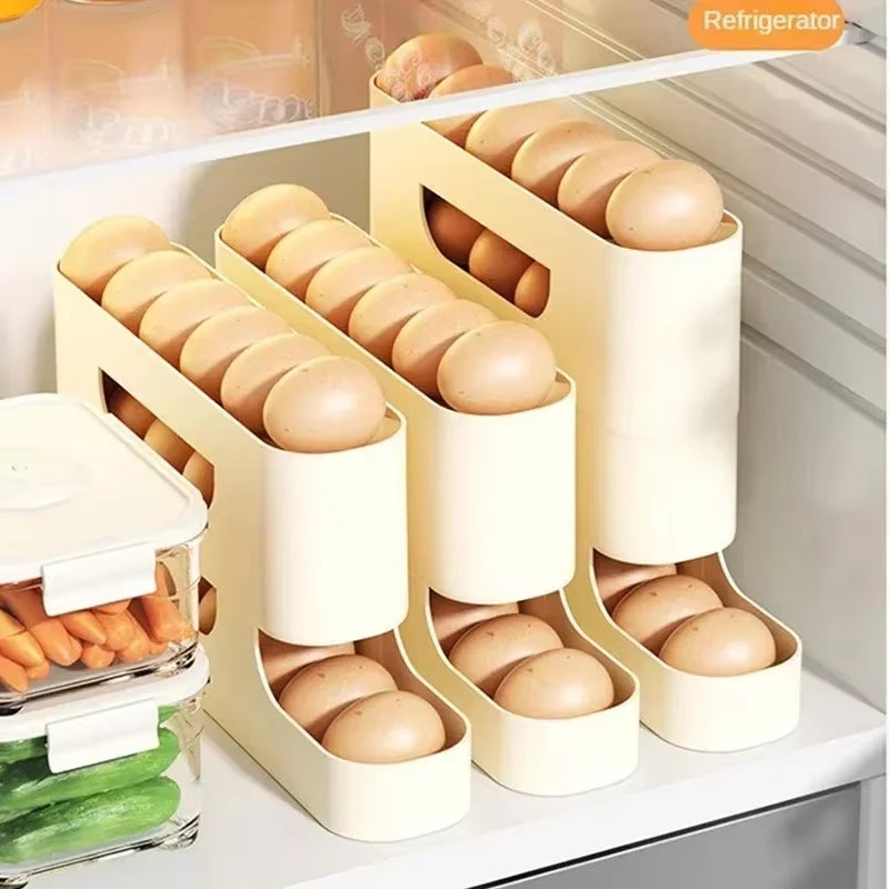 2-4-Layer Slide Egg Storage Box Ladder Style Egg Box Storage Refrigerator Side Door Large Capacity Automatic Egg Rolling Machine
