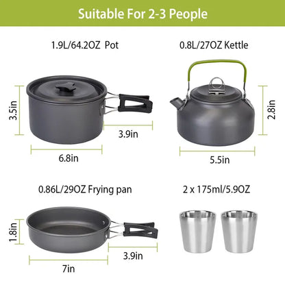 Portable Camping Pot & Pan Set – 12PCS