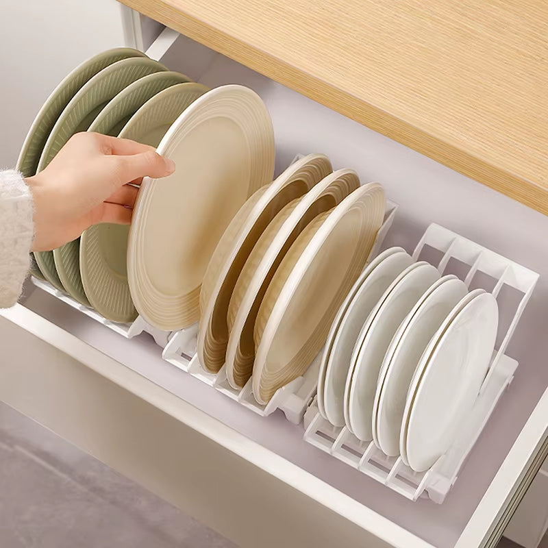 Vertical Kitchen Dish Storage Rack and Plate Draining Organizer