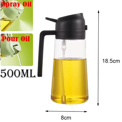 2-In-1 500Ml Oil Spray Bottle Dispenser, Refillable Plastic Oil Sprayer for Cooking, BBQ, Baking, Roasting, Kitchen Use