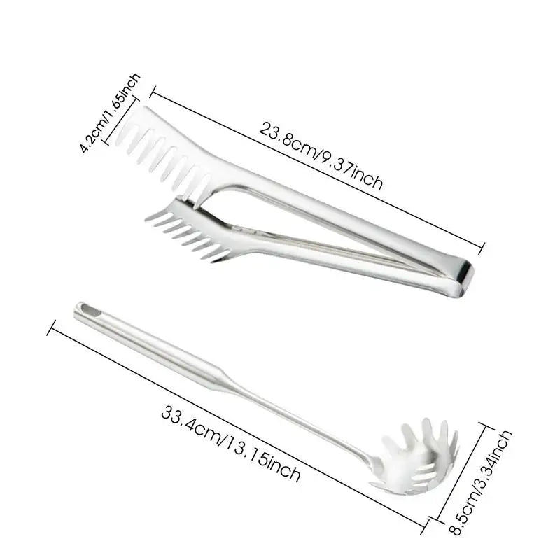 Pasta Spoon Spaghetti Server Spaghetti Spoon and Pasta Tong Serving Utensils Stainless Steel Noodle Cooking Spaghetti Tools