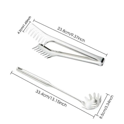 Pasta Spoon Spaghetti Server Spaghetti Spoon and Pasta Tong Serving Utensils Stainless Steel Noodle Cooking Spaghetti Tools