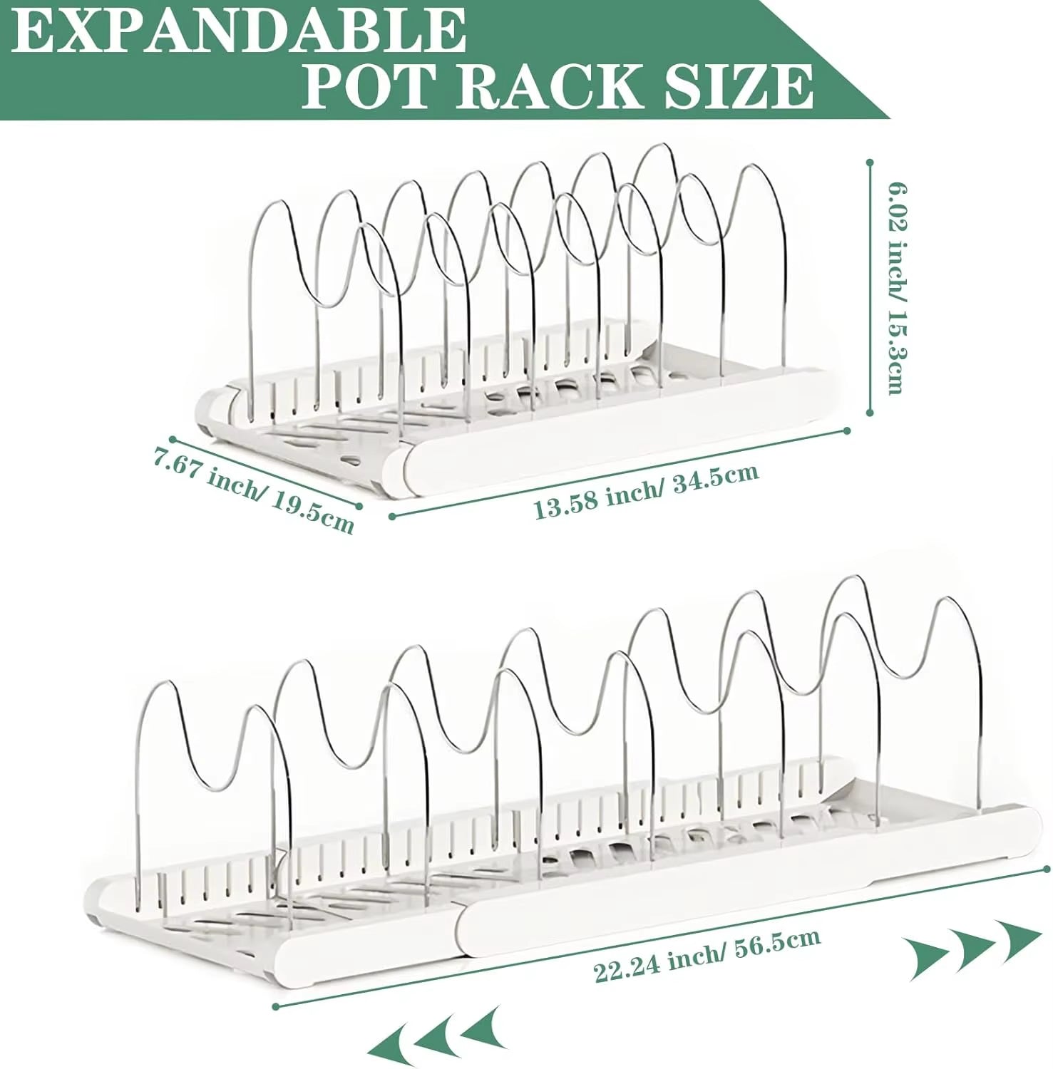 Expandable Pans Organizer Rack Kitchen Cabinet Pan Rack Utensil Rack, Dish Drainer Space-Saving Cabinet Storage Rack Christmas