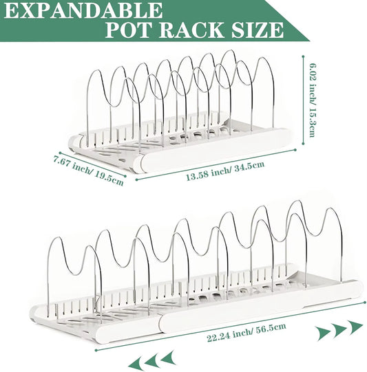 Expandable Pans Organizer Rack Kitchen Cabinet Pan Rack Utensil Rack, Dish Drainer Space-Saving Cabinet Storage Rack Christmas