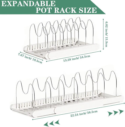 Expandable Pans Organizer Rack Kitchen Cabinet Pan Rack Utensil Rack, Dish Drainer Space-Saving Cabinet Storage Rack Christmas