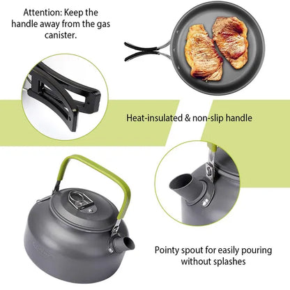 Portable Camping Pot & Pan Set – 12PCS