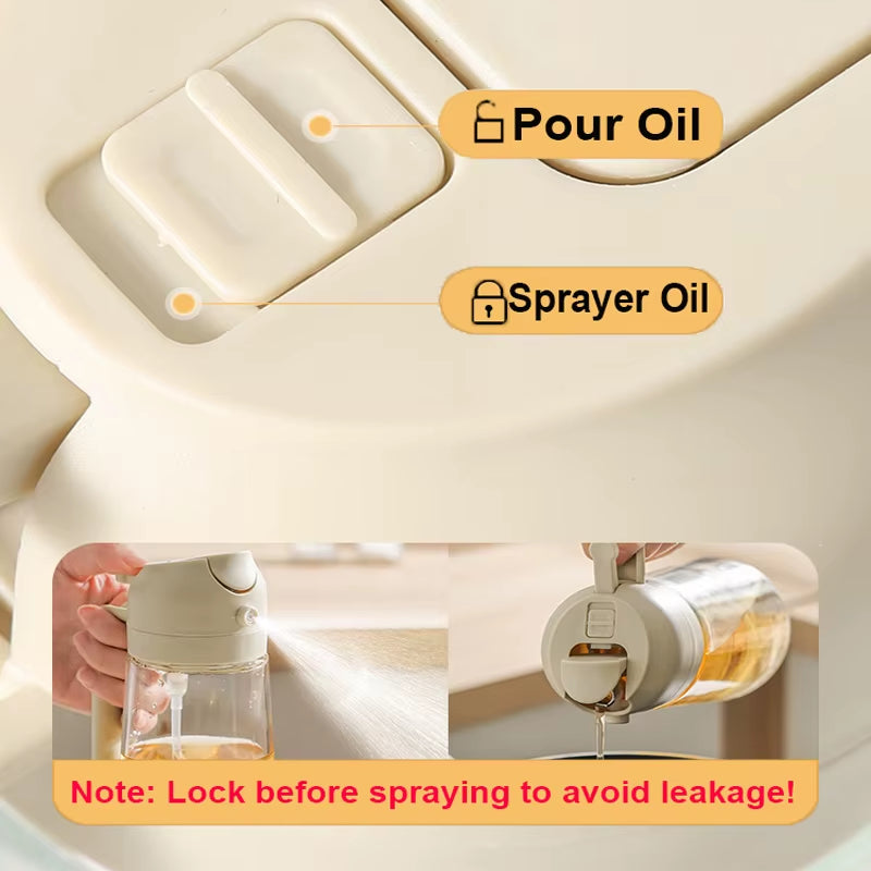 2-In-1 500Ml Oil Spray Bottle Dispenser, Refillable Plastic Oil Sprayer for Cooking, BBQ, Baking, Roasting, Kitchen Use