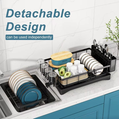 Dish Drying Rack 2 Tier Dish Racks for Kitchen Counter Large Stainless Steel Kitchen Dish Drying Rack with Drainboard Detachabl