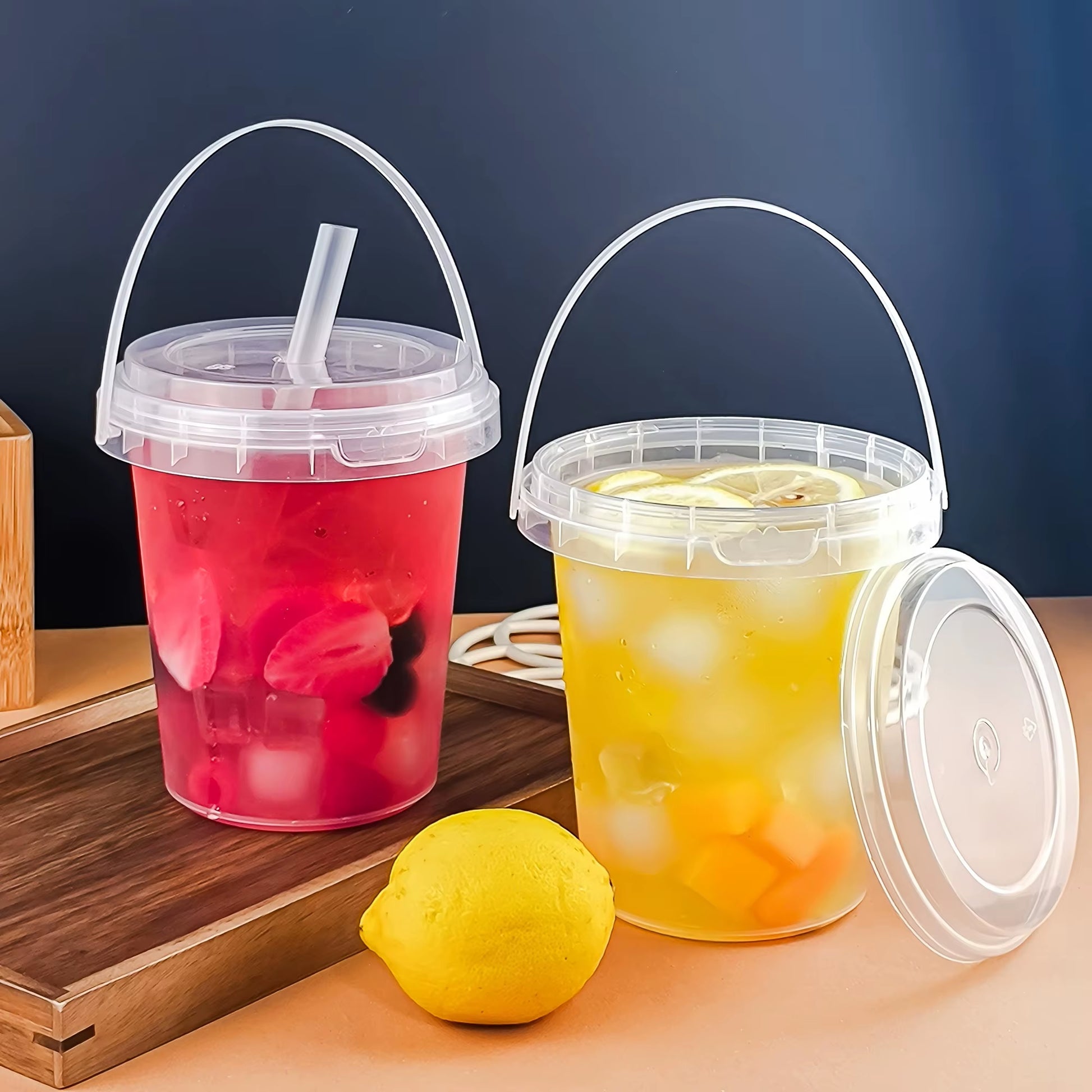10Pcs 33.81Oz Large Plastic Cups with Lids & Straws - Reusable, Bpa-Free Beverage Tumblers for Iced Drinks,Party Ice Buckets