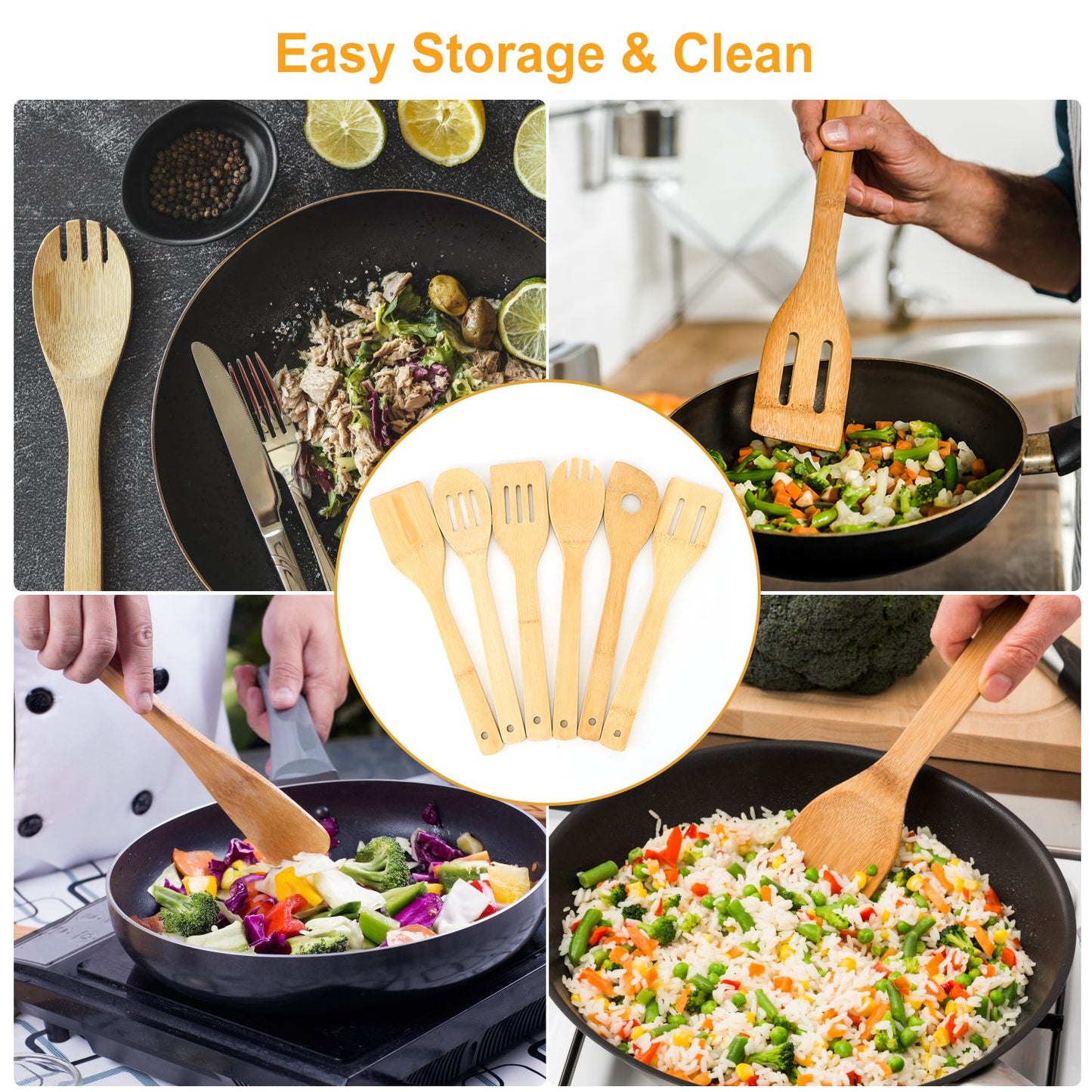 6-Piece Bamboo Cooking Utensil Set