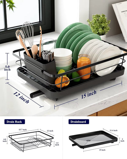 Dish Drying Rack- Space-Saving Dish Rack, Dish Racks for Kitchen Counter, Stainless Steel Kitchen Drying Rack