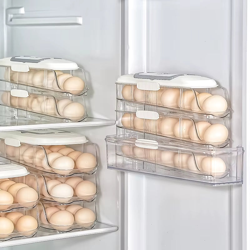 Multi Layer Combination Automatic Rolling Egg Box, Refrigerator Storage Box Dedicated Side Door Egg Tray, Refrigerator Egg Rack