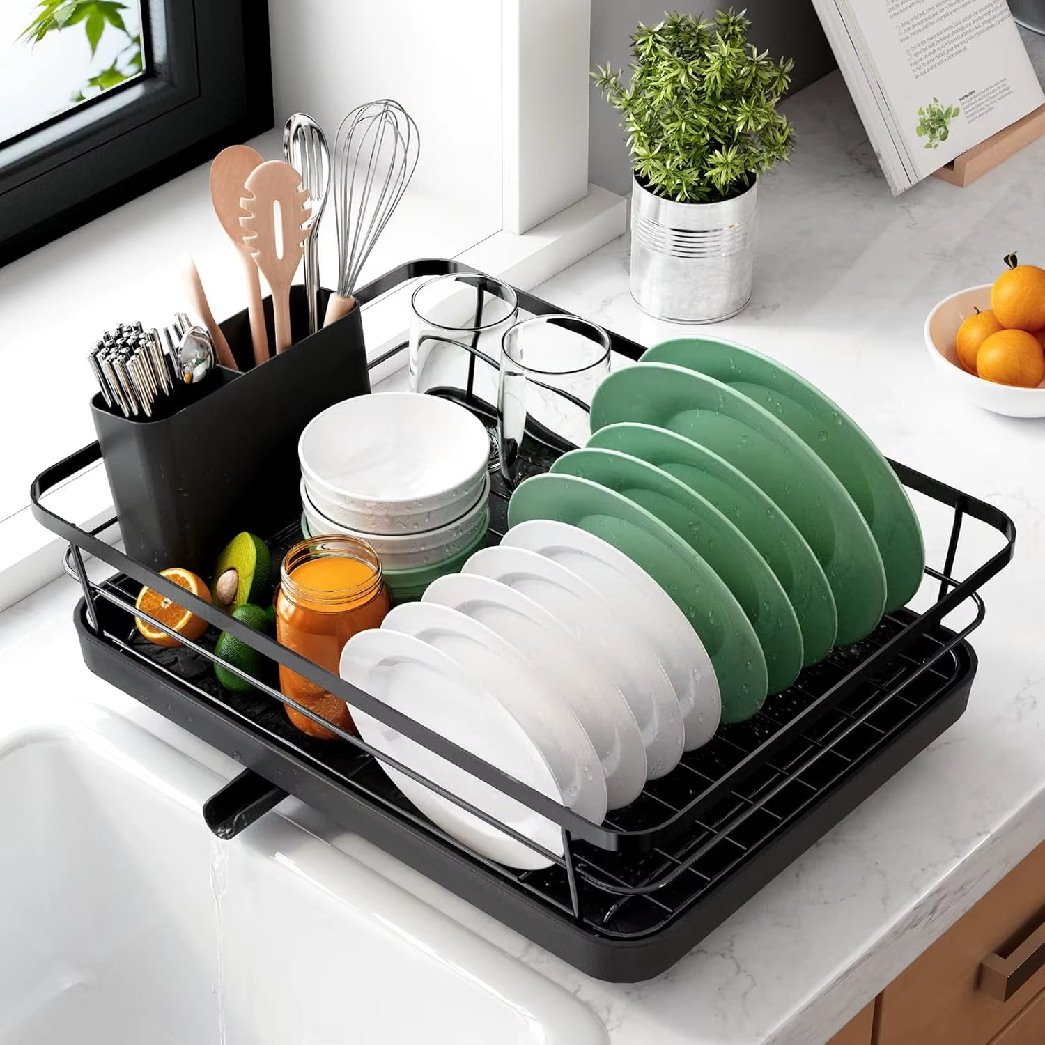 Dish Drying Rack- Space-Saving Dish Rack, Dish Racks for Kitchen Counter, Stainless Steel Kitchen Drying Rack