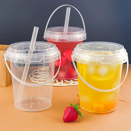 10Pcs 33.81Oz Large Plastic Cups with Lids & Straws - Reusable, Bpa-Free Beverage Tumblers for Iced Drinks,Party Ice Buckets