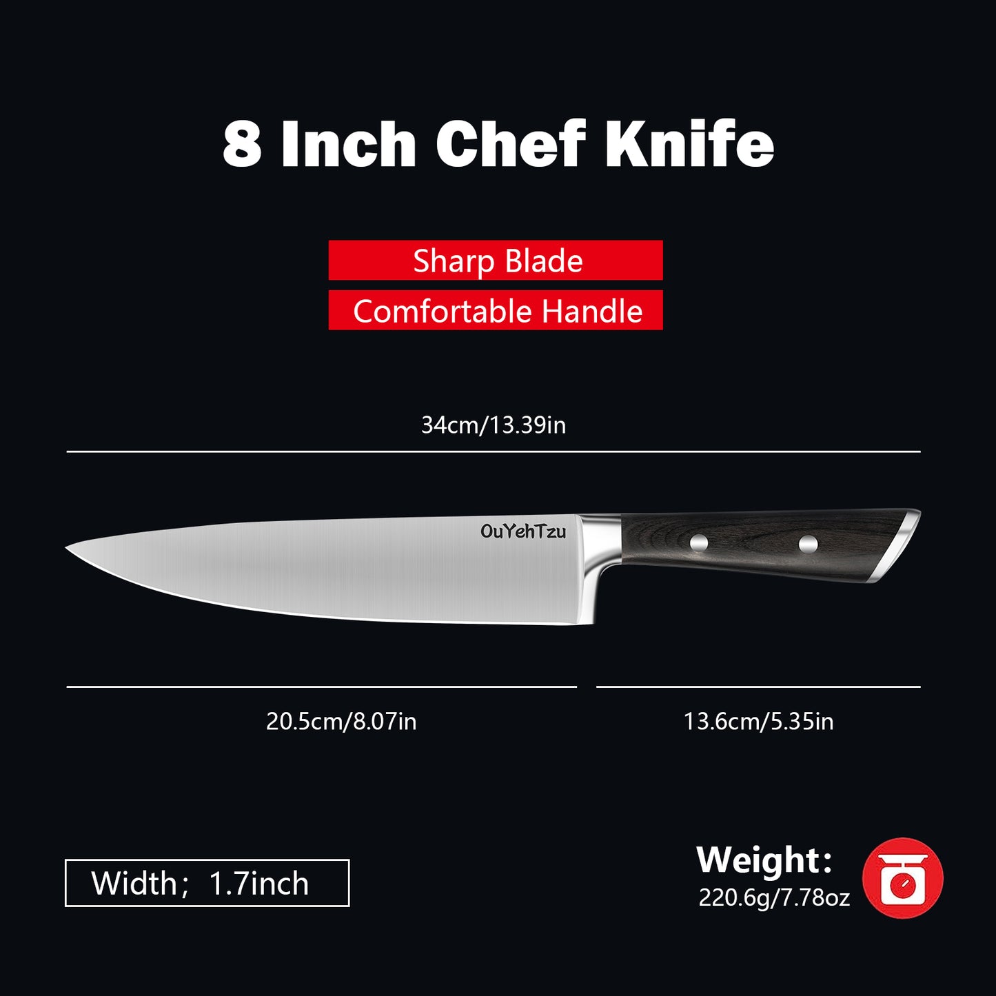 8" Japanese High Carbon Chef Knife