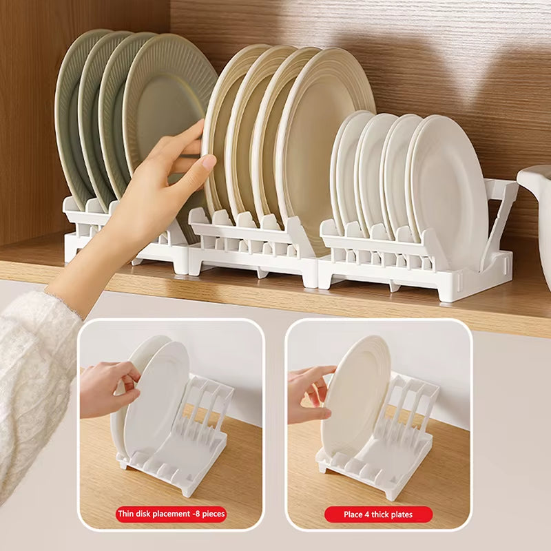 Vertical Kitchen Dish Storage Rack and Plate Draining Organizer