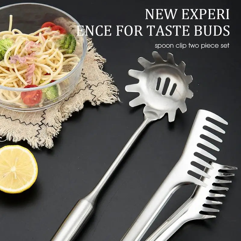 Pasta Spoon Spaghetti Server Spaghetti Spoon and Pasta Tong Serving Utensils Stainless Steel Noodle Cooking Spaghetti Tools