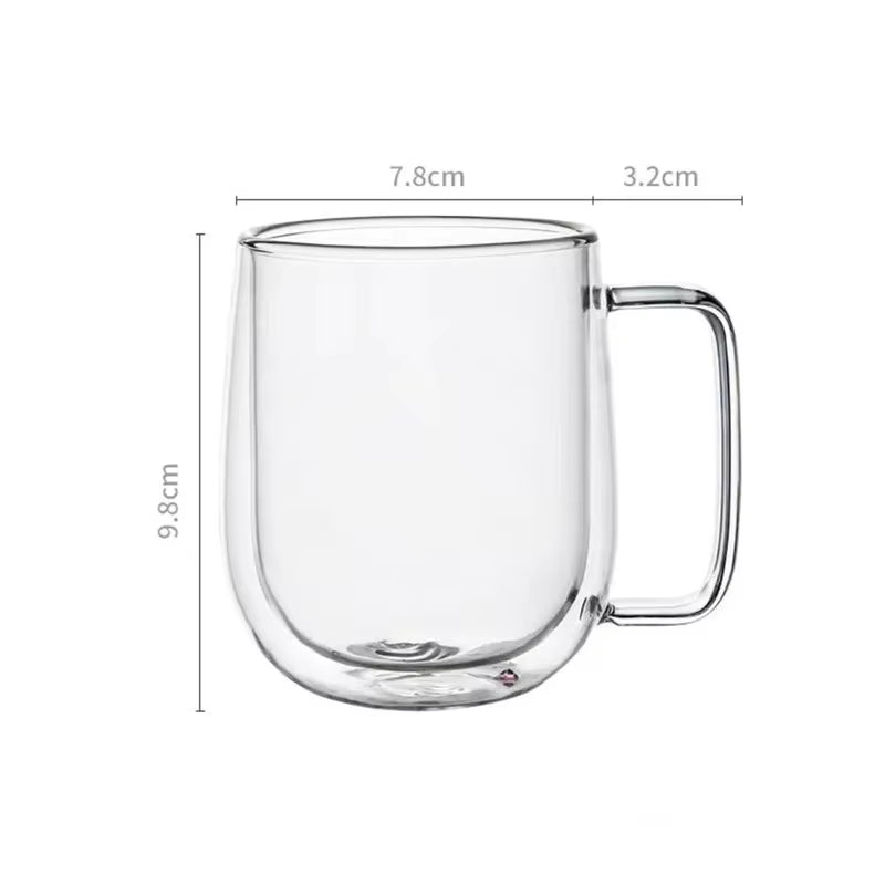150-350Ml Heat Resistant High Borosilicate Glass Mug Double Wall Glass Coffee Cup with Handle Milk Water Cup Clear Cups Gift