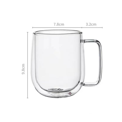 150-350Ml Heat Resistant High Borosilicate Glass Mug Double Wall Glass Coffee Cup with Handle Milk Water Cup Clear Cups Gift