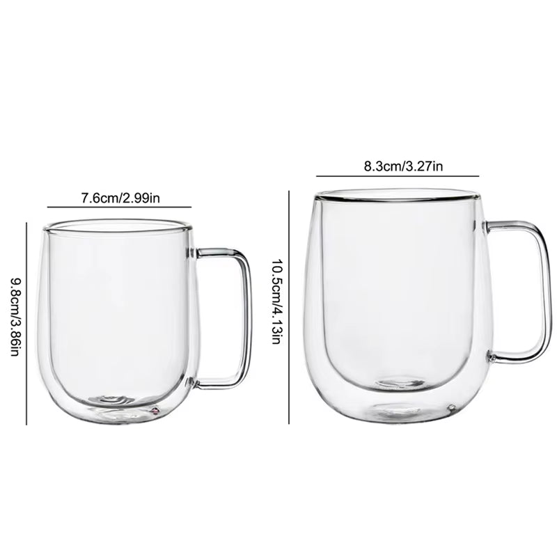150-350Ml Heat Resistant High Borosilicate Glass Mug Double Wall Glass Coffee Cup with Handle Milk Water Cup Clear Cups Gift