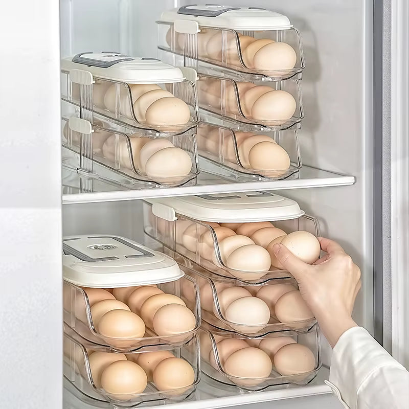 Multi Layer Combination Automatic Rolling Egg Box, Refrigerator Storage Box Dedicated Side Door Egg Tray, Refrigerator Egg Rack