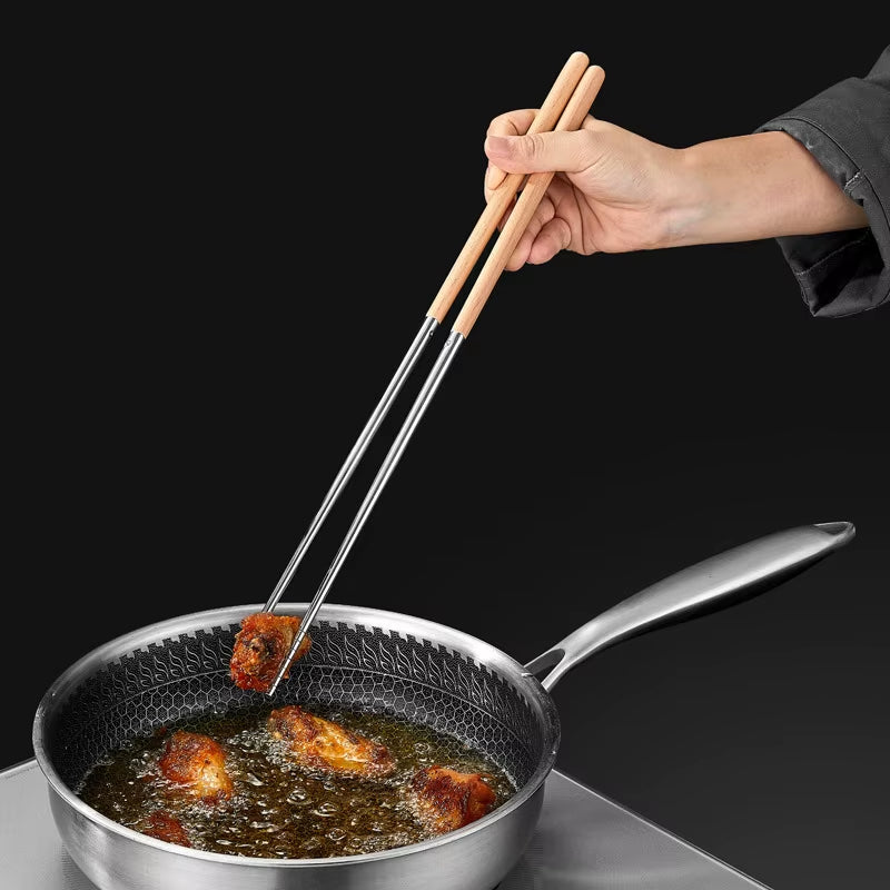 1Pcs 40/42Cm Length Long Size Deep Fry Kitchen Tools Noodle Chopsticks Food Sticks Chinese Style Lengthen Hot Pot Wooden Cooking