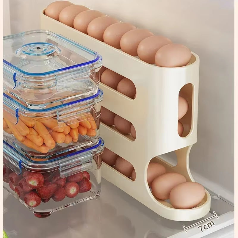 2-4-Layer Slide Egg Storage Box Ladder Style Egg Box Storage Refrigerator Side Door Large Capacity Automatic Egg Rolling Machine