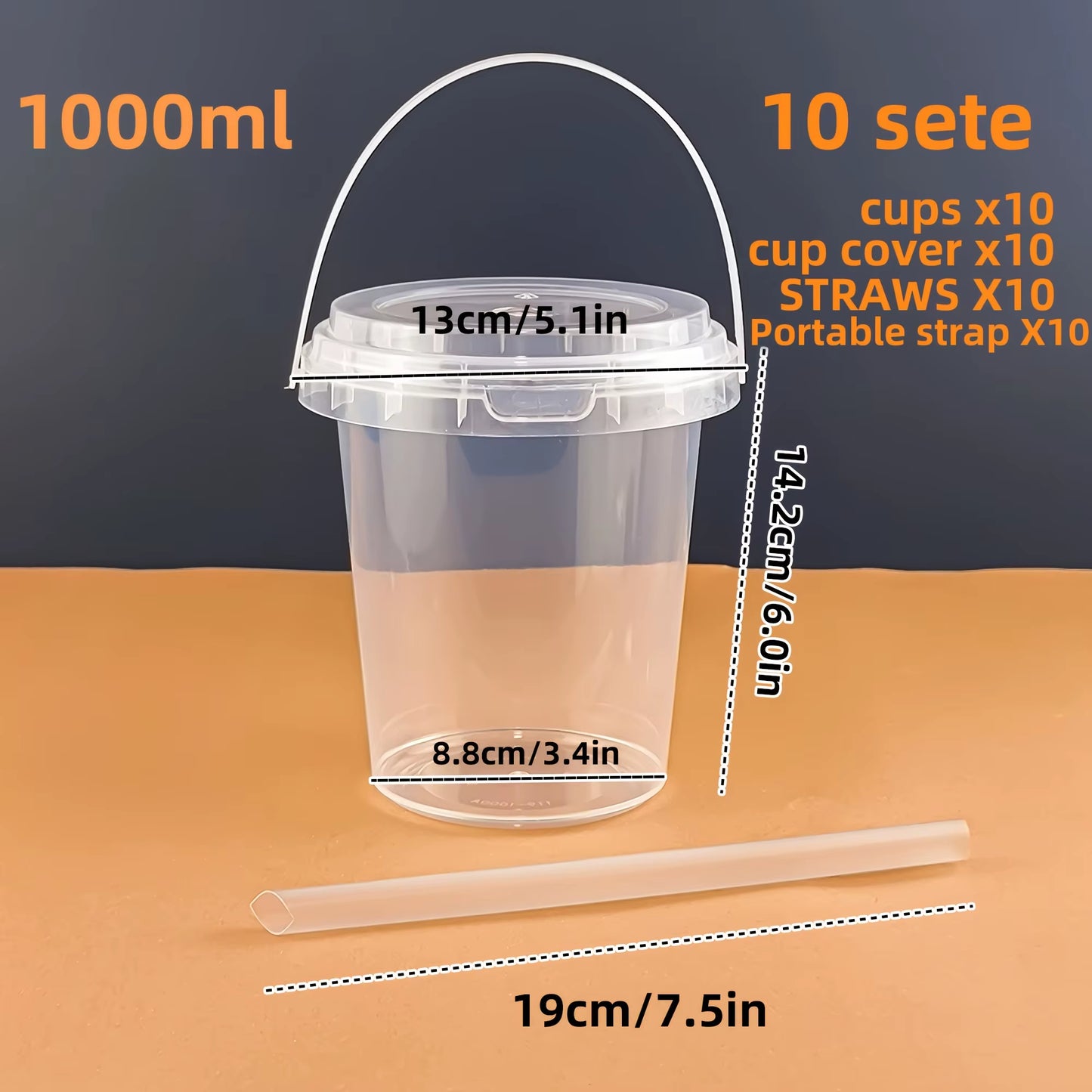 10Pcs 33.81Oz Large Plastic Cups with Lids & Straws - Reusable, Bpa-Free Beverage Tumblers for Iced Drinks,Party Ice Buckets