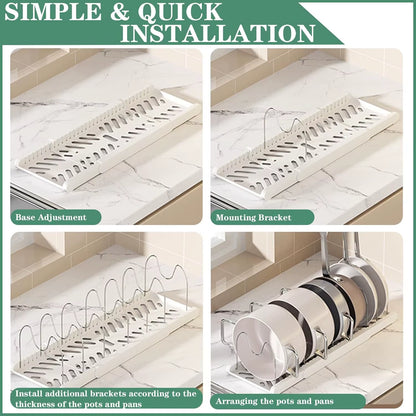 Expandable Pans Organizer Rack Kitchen Cabinet Pan Rack Utensil Rack, Dish Drainer Space-Saving Cabinet Storage Rack Christmas