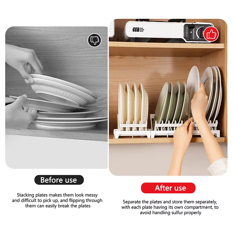 Vertical Kitchen Dish Storage Rack and Plate Draining Organizer