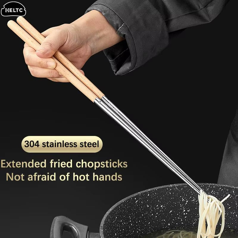 1Pcs 40/42Cm Length Long Size Deep Fry Kitchen Tools Noodle Chopsticks Food Sticks Chinese Style Lengthen Hot Pot Wooden Cooking