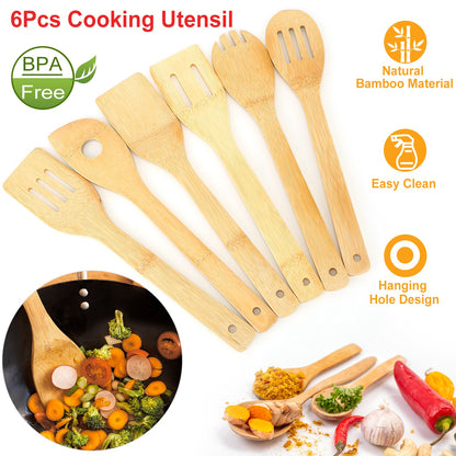 6-Piece Bamboo Cooking Utensil Set